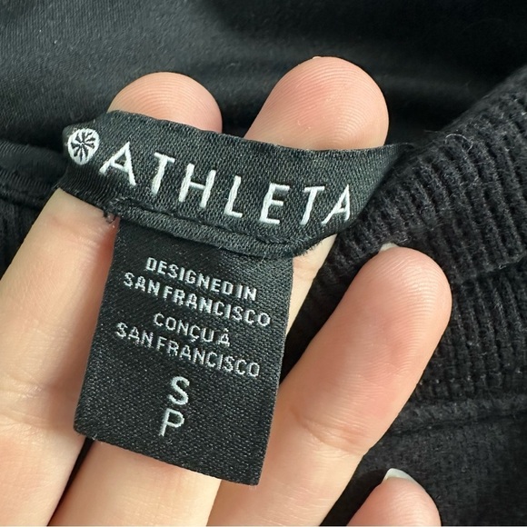 Athleta Pants Black Velvet Trim Wide Leg Snap Sides Athleisure Casual Size Small - Picture 6 of 8